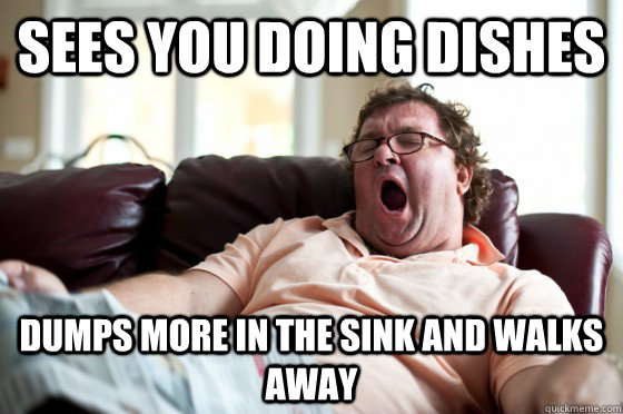 Not doing your own dishes:  Bad Roommate Behavior, volume 1 of 7593